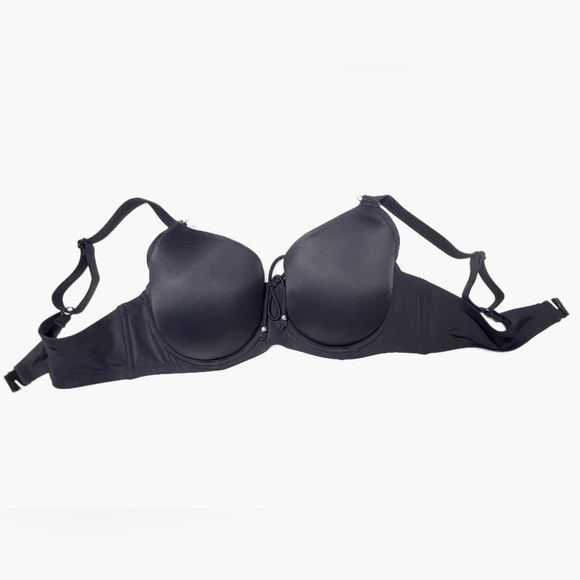 Dorina Fiji Black Seamless Smooth Bikini Top Silver Hardware Womens size 38D - Picture 5 of 9